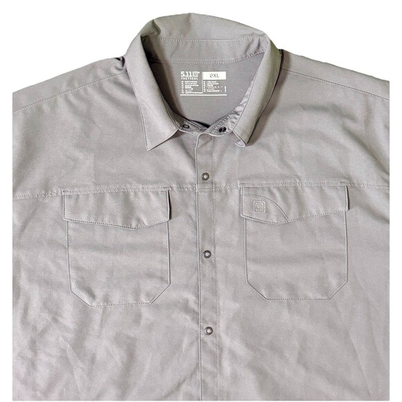 5.11 Tactical Other - 5.11 Tactical‎ Mens Gray Long Sleeve Snap Up Shirt Pockets Workwear Size XXL